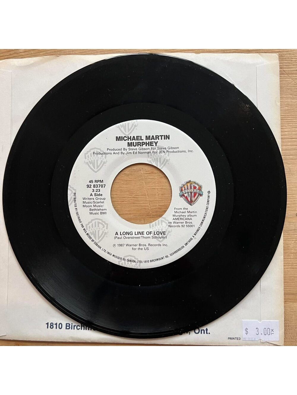 Michael Martin Murphey - A Long Line of Love/Worlds Apart 45rpm VG+ R13